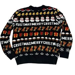 CHRISTMAS SWEATER Ugly Christmas Sweater Pizza Meet Crustmas Size Large UNISEX